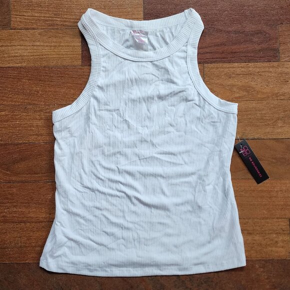 NWT No Boundaries Juniors White Ribbed Tank Top Size Medium (7-9) - Picture 1 of 10